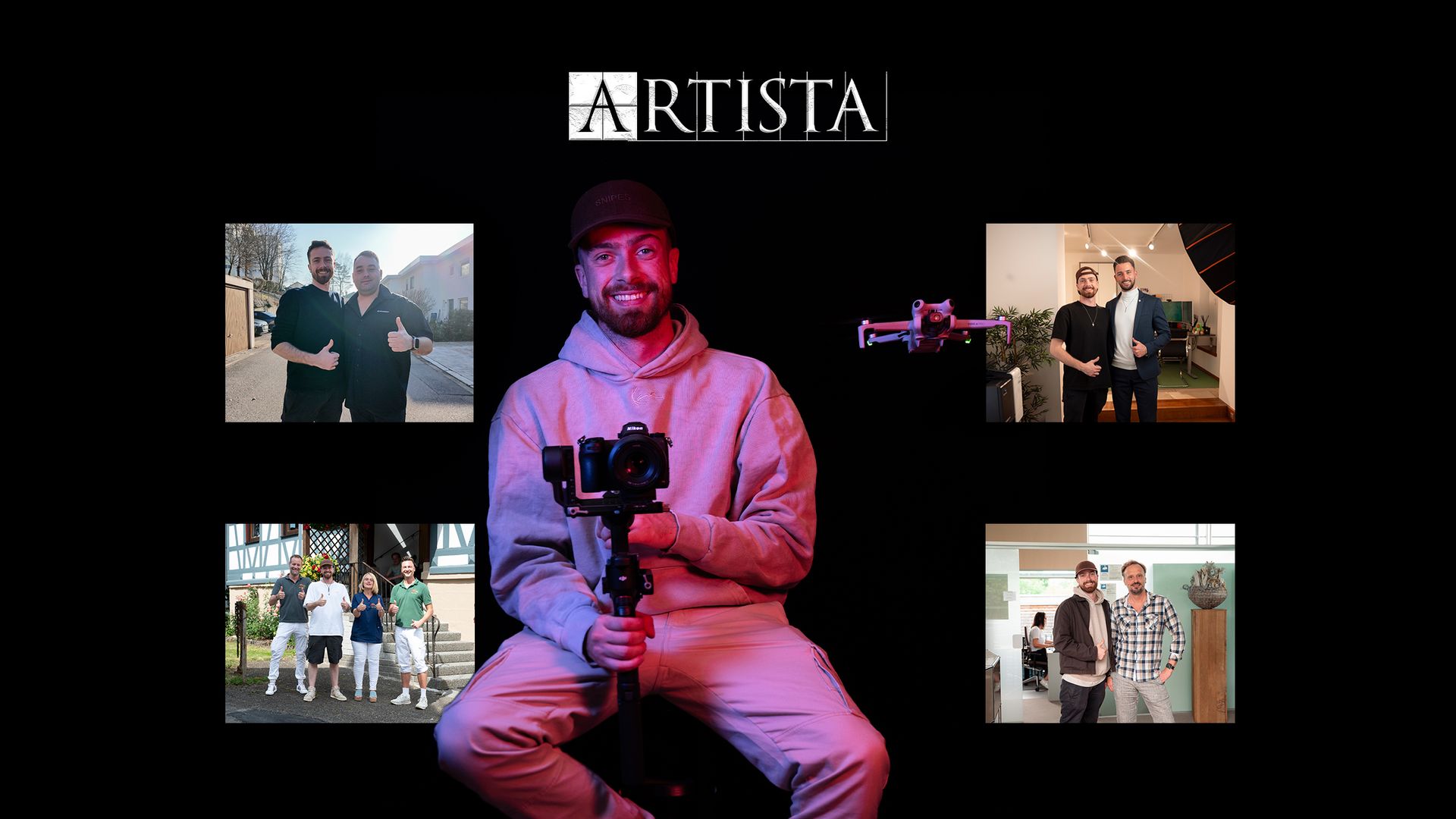 Eric Heitz bei der Arbeit — Imagefilm Produktion mit Drohne und Kunden